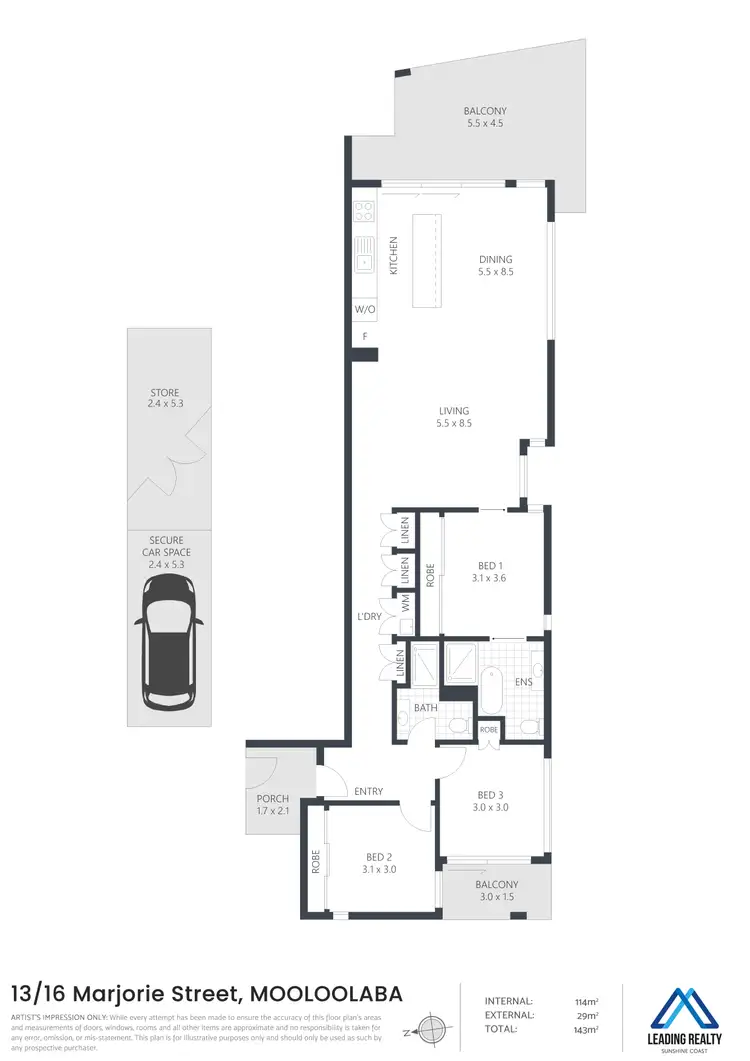 Floorplan of Homely unit listing, 13/16 Marjorie St, Mooloolaba QLD 4557
