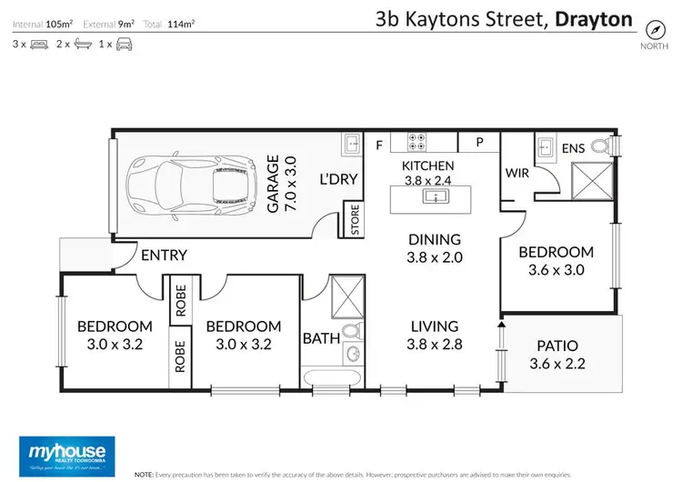 Floorplan of Homely unit listing, 3a Kaytons Street, Drayton QLD 4350