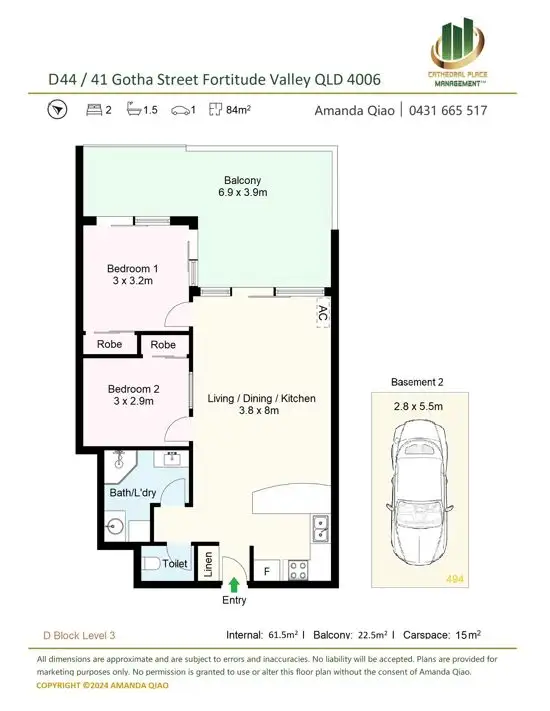 Floorplan of Homely apartment listing, D44/41 Gotha Street, Fortitude Valley QLD 4006