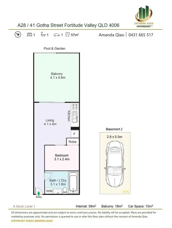 Floorplan of Homely apartment listing, A28/41 Gotha Street, Fortitude Valley QLD 4006