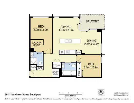 Floorplan of Homely apartment listing, Unit 601, 11 Andrews Street, Southport QLD 4215