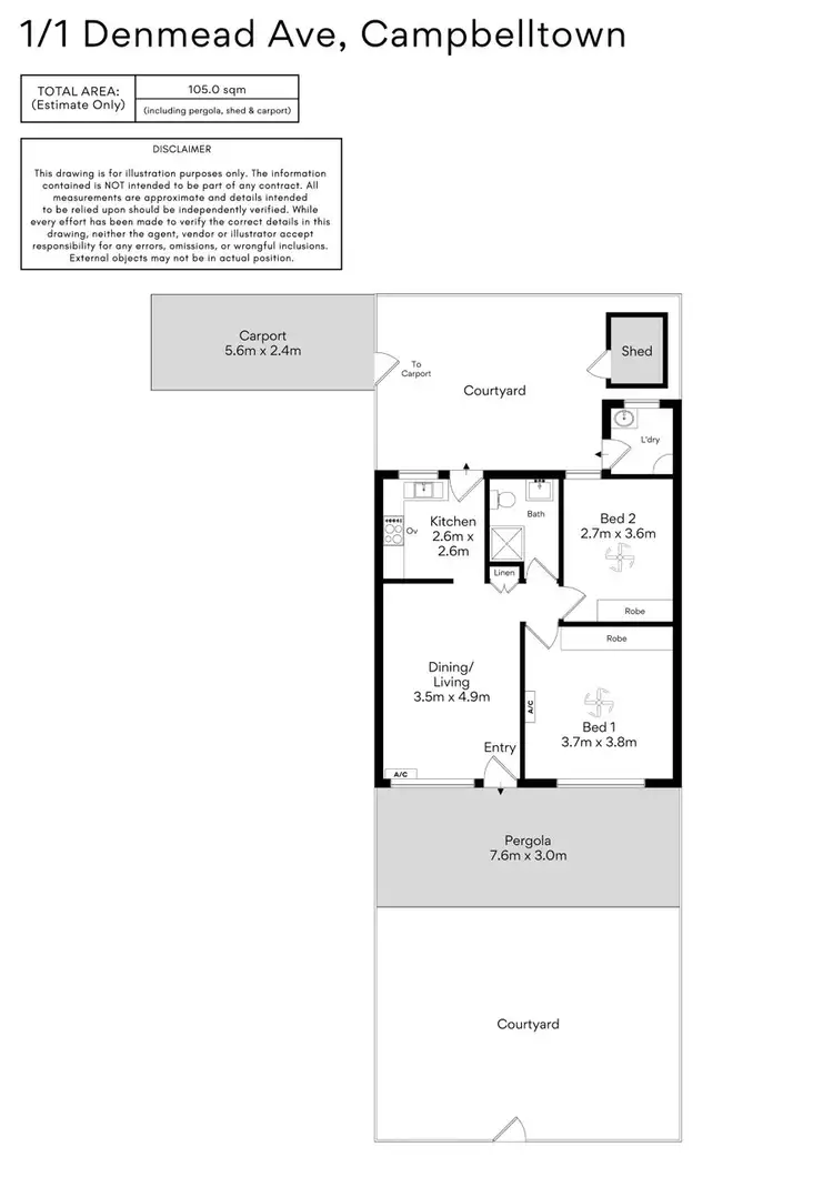 Floorplan of Homely unit listing, 1/1 Denmead Ave, Campbelltown SA 5074