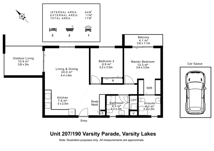 Floorplan of Homely apartment listing, 207/190 Varsity Parade, Varsity Lakes QLD 4227