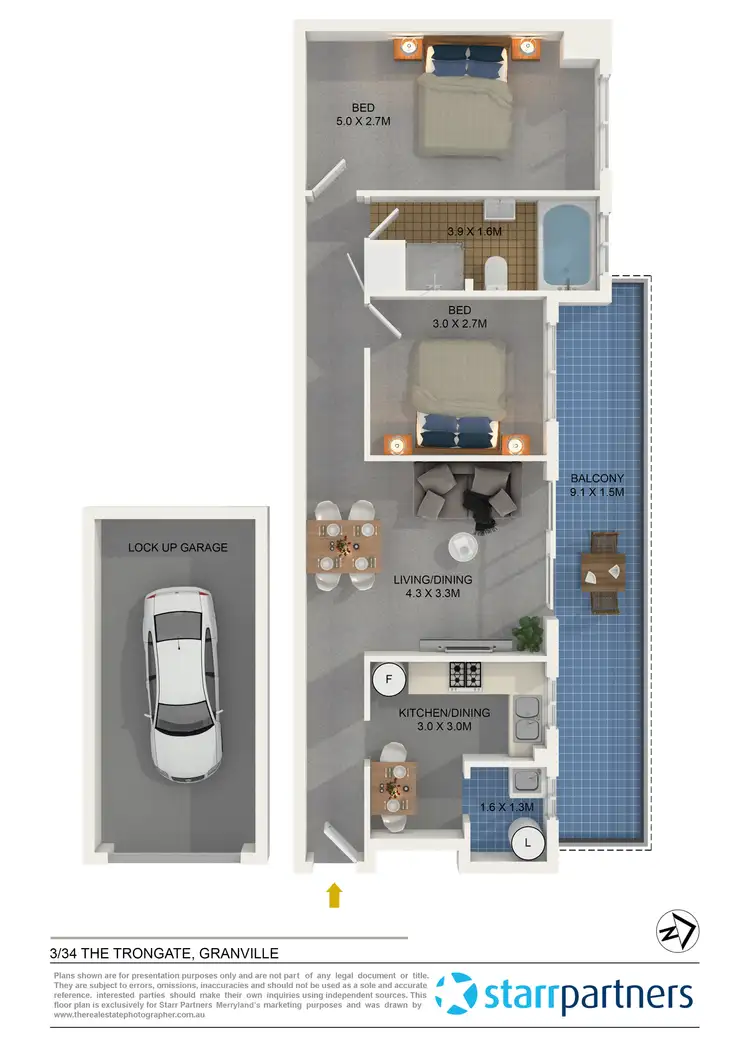 Floorplan of Homely unit listing, 3/34 The Trongate, Granville NSW 2142