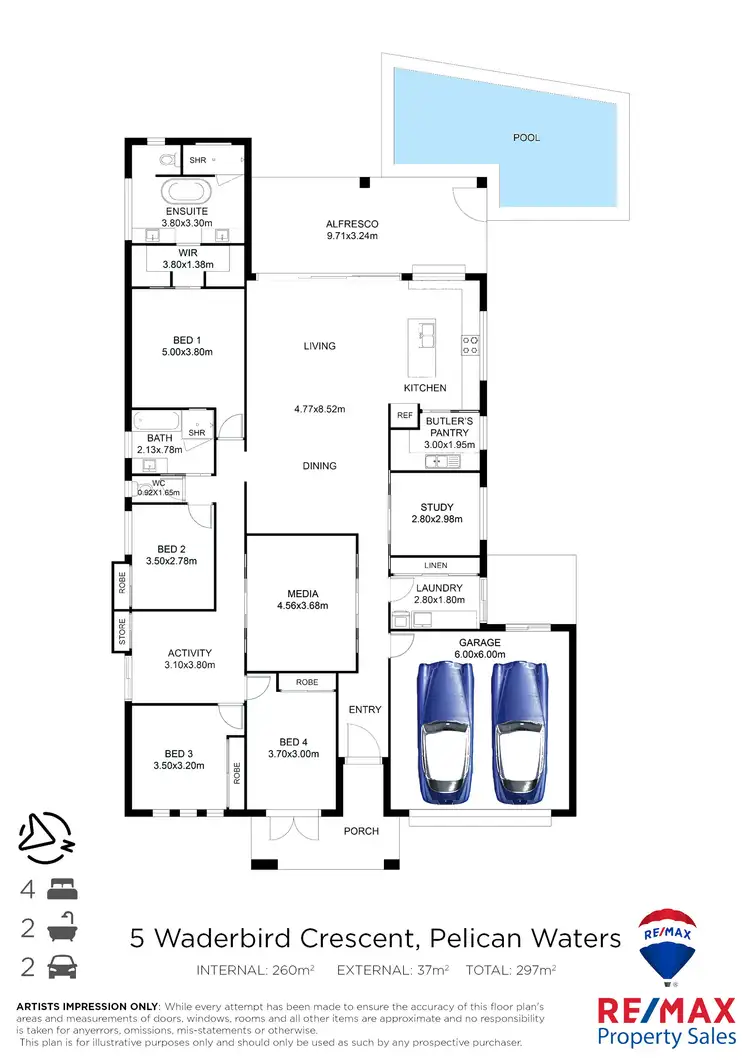 Floorplan of Homely house listing, 5 Waderbird Crescent, Pelican Waters QLD 4551