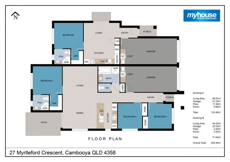 Floorplan of Homely semi-detached listing, 27 Myrtleford Crescent, Cambooya QLD 4358
