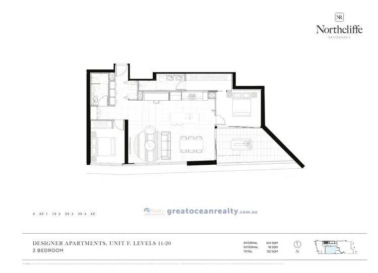 Floorplan of Homely apartment listing, 1802/3 Northcliffe Terrace, Surfers Paradise QLD 4217