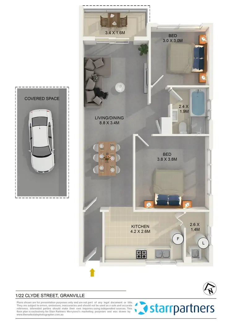 Floorplan of Homely unit listing, 1/22 Clyde Street, Granville NSW 2142