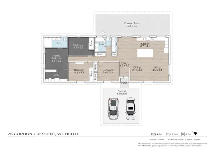 Floorplan of Homely rural property listing, 26 Gordon Crescent, Withcott QLD 4352