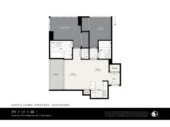 Floorplan of Homely apartment listing, 2309/2 Como Crescent, Southport QLD 4215