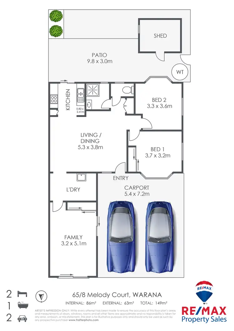 Floorplan of Homely unit listing, 65/8 Melody Court, Warana QLD 4575