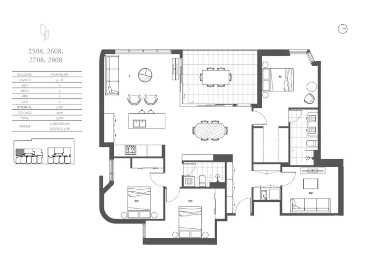 Floorplan of Homely apartment listing, 2608/140 Wellington Road, East Brisbane QLD 4169