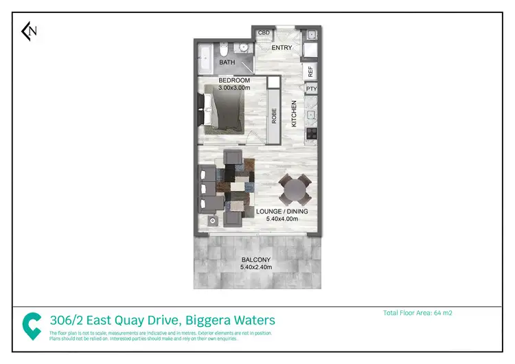 Floorplan of Homely apartment listing, 306/2 East Quay Drive, Biggera Waters QLD 4216
