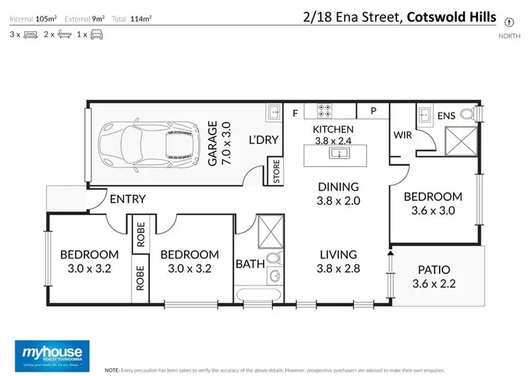 Floorplan of Homely unit listing, 2/18 Ena Street, Cotswold Hills QLD 4350