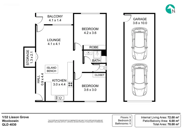 Floorplan of Homely apartment listing, 1/32 Lisson Grove, Wooloowin QLD 4030
