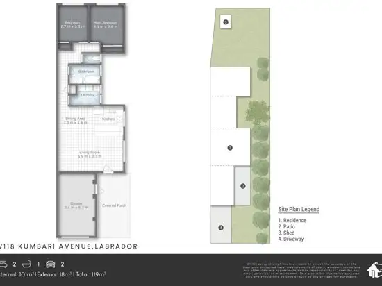 Floorplan of Homely semi-detached listing, 2/118 Kumbari Ave, Southport QLD 4215