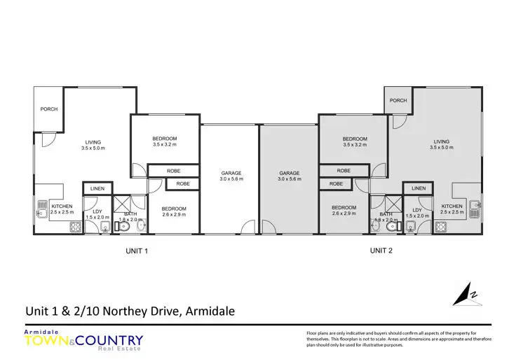 Floorplan of Homely townhouse listing, 1 & 2/10 Northey Drive, Armidale NSW 2350