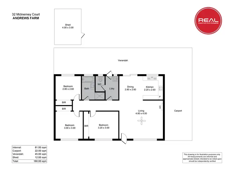 Floorplan of Homely house listing, 32 McInerney Court, Andrews Farm SA 5114