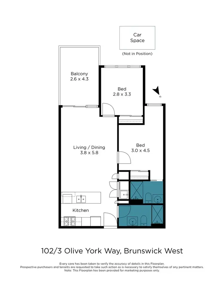 Floorplan of Homely apartment listing, 102/3 Olive York Way, Brunswick West VIC 3055