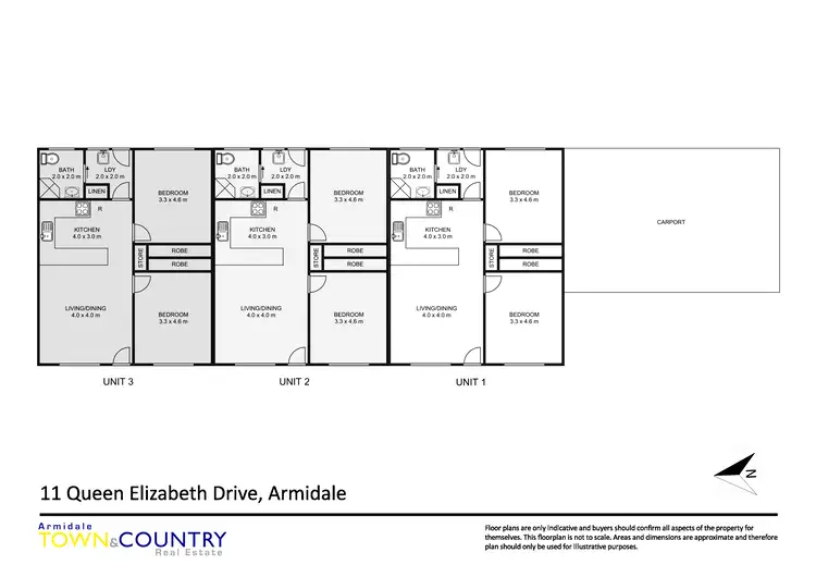 Floorplan of Homely semi-detached listing, 1, 2 & 3 11 Queen Elizabeth Drive, Armidale NSW 2350