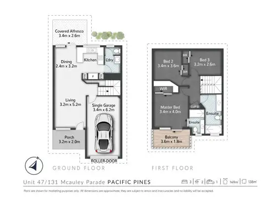 Floorplan of Homely townhouse listing, 47/131 McAuley Parade, Pacific Pines QLD 4211