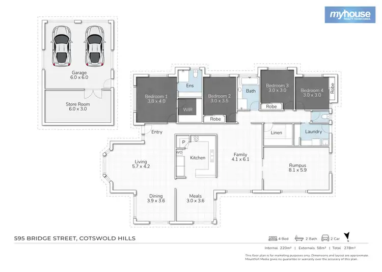 Floorplan of Homely rural property listing, 595 Bridge Street, Cotswold Hills QLD 4350