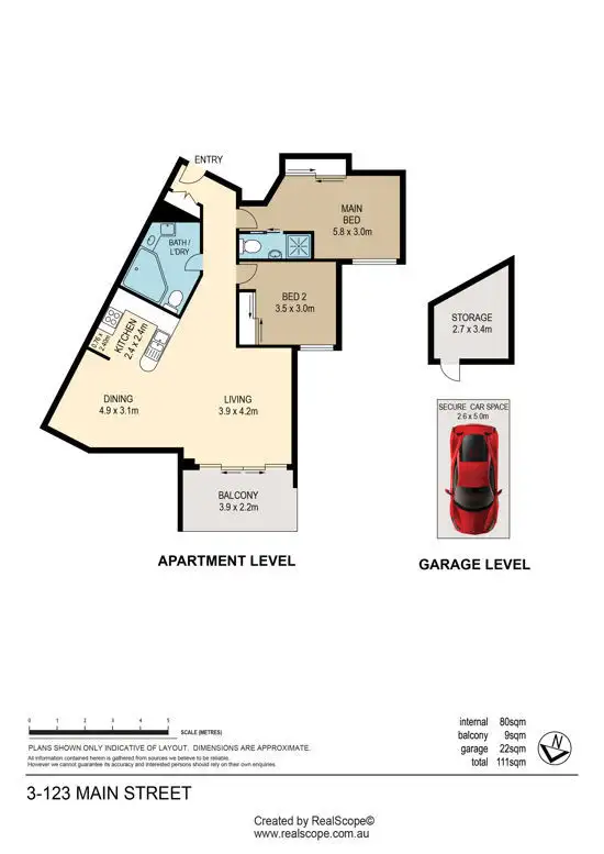 Floorplan of Homely unit listing, 3/123 Main Street, Kangaroo Point QLD 4169