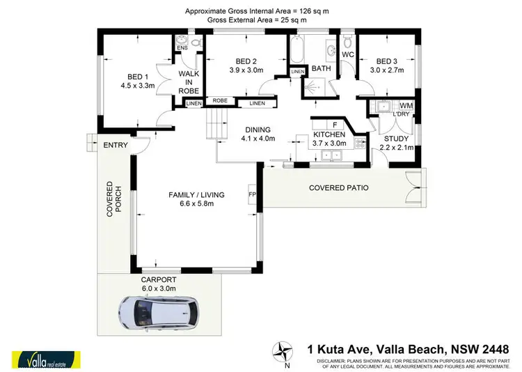 Floorplan of Homely house listing, 1 KUTA AVENUE, Valla Beach NSW 2448