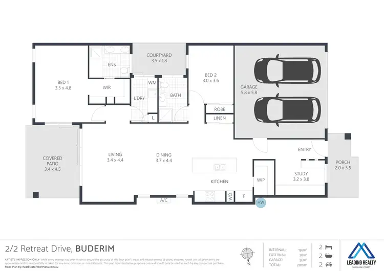 Floorplan of Homely house listing, 2/2 Retreat Drive, Buderim QLD 4556