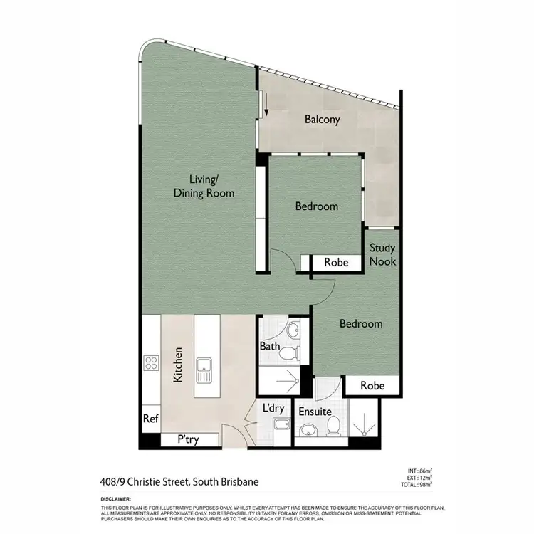 Floorplan of Homely apartment listing, 308/9 Christie Street, South Brisbane QLD 4101