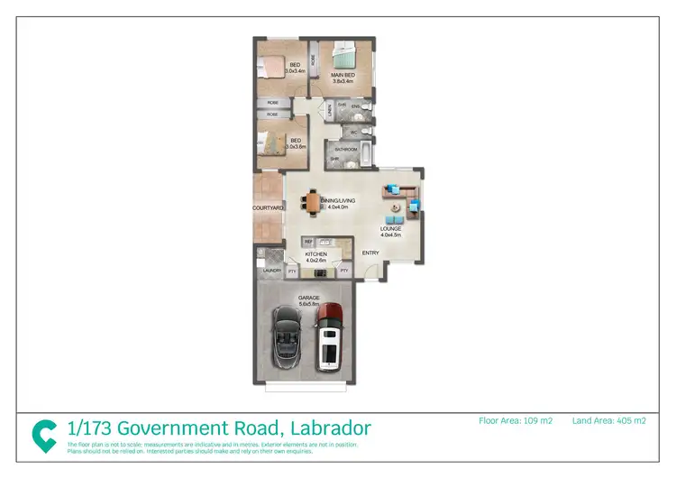 Floorplan of Homely townhouse listing, 1/173 Government Road, Labrador QLD 4215
