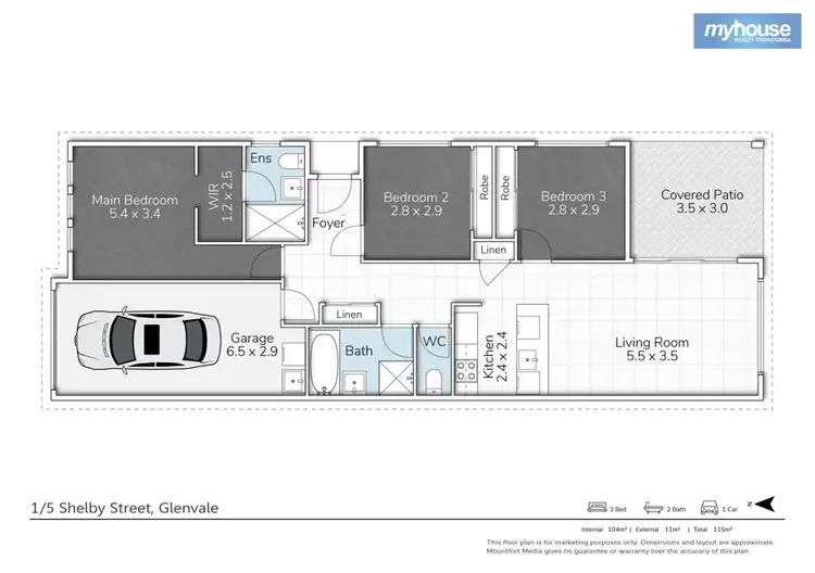 Floorplan of Homely unit listing, 1/5 Shelby Street, Glenvale QLD 4350