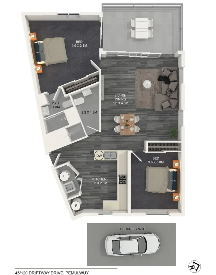Floorplan of Homely unit listing, 45/120 Driftway Drive, Pemulwuy NSW 2145