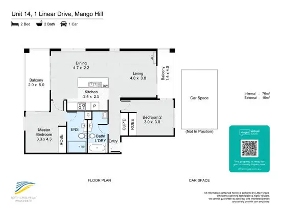 Floorplan of Homely unit listing, 14/1 Linear Drive, Mango Hill QLD 4509