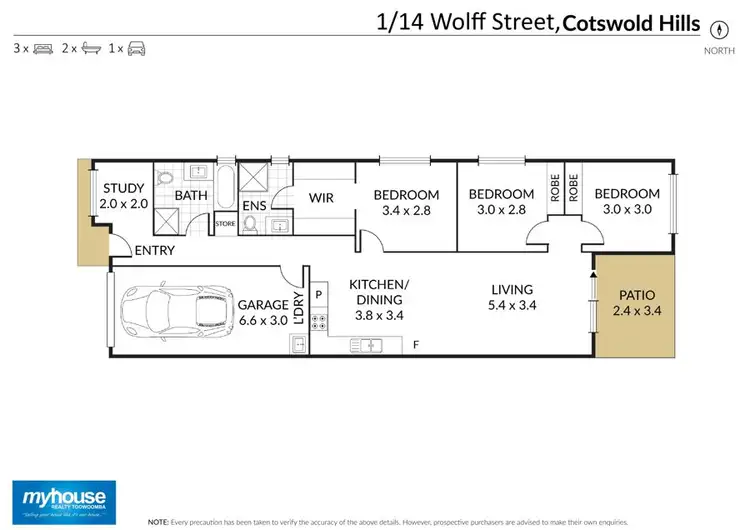 Floorplan of Homely unit listing, 1/14 Wolff Street, Cotswold Hills QLD 4350