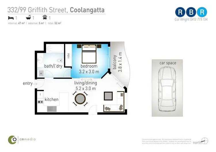 Floorplan of Homely unit listing, 332/99 Griffith Street, Coolangatta QLD 4225