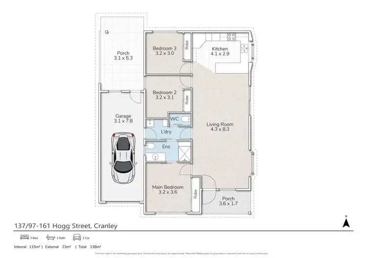 Floorplan of Homely retirement listing, 137/97-161 Hogg Street, Cranley QLD 4350
