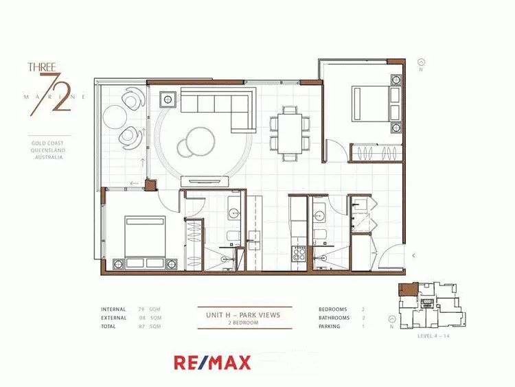 Floorplan of Homely unit listing, 1208/372 Marine Parade, Labrador QLD 4215