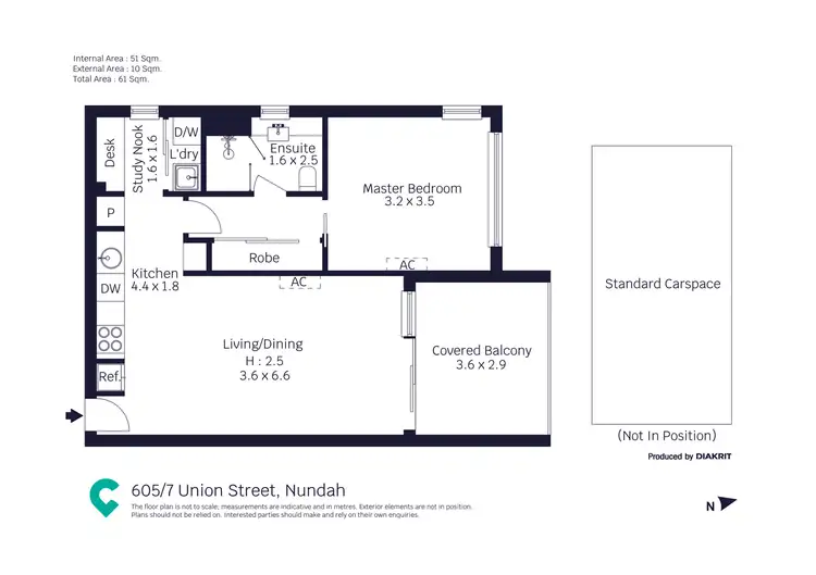 Floorplan of Homely unit listing, 605/7 Union Street, Nundah QLD 4012