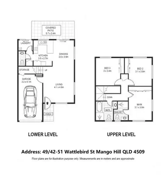 Floorplan of Homely townhouse listing, 48/42 Wattlebird Street, Mango Hill QLD 4509