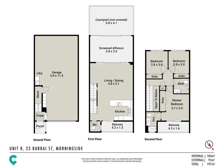 Floorplan of Homely townhouse listing, 8/23 Burrai Street, Morningside QLD 4170
