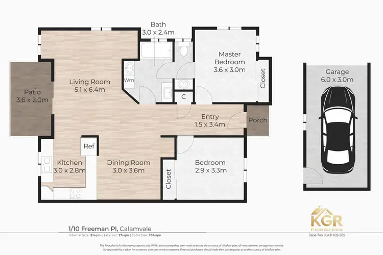 Floorplan of Homely semi-detached listing, 1/10 FREEMAN PLACE, Calamvale QLD 4116