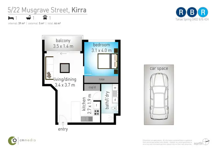 Floorplan of Homely unit listing, 5/22 Musgrave Street, Kirra QLD 4225