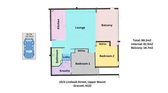 Floorplan of Homely apartment listing, 15/3 Lindwall Street, Upper Mount Gravatt QLD 4122
