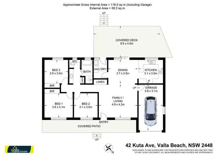 Floorplan of Homely house listing, 42 KUTA AVENUE, Valla Beach NSW 2448