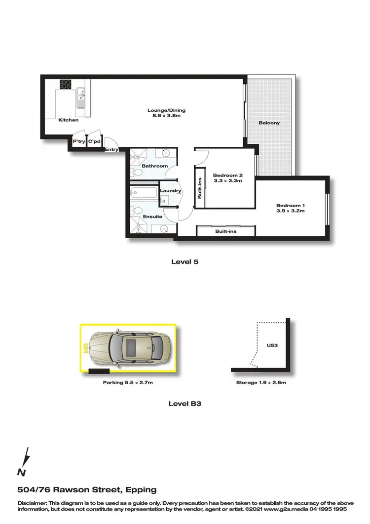 Floorplan of Homely apartment listing, 504/76 Rawson Street, Epping NSW 2121