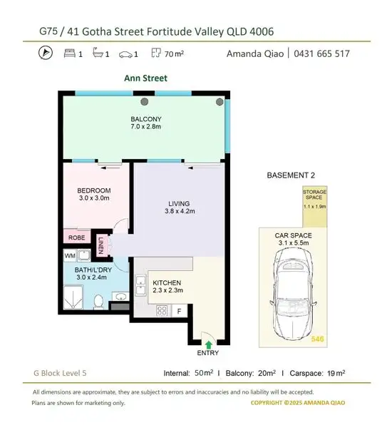 Floorplan of Homely apartment listing, G75/41 Gotha Street, Fortitude Valley QLD 4006