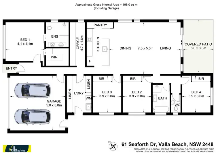 Floorplan of Homely house listing, 61 SEAFORTH DRIVE, Valla Beach NSW 2448