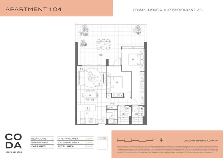 Floorplan of Homely apartment listing, 1.04/15-31 Harbour Drive, Coffs Harbour NSW 2450