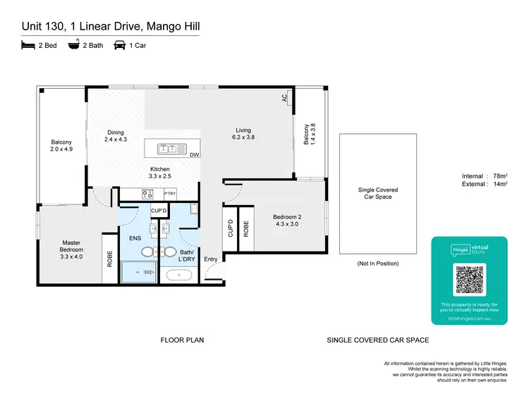 Floorplan of Homely unit listing, 130/1 Linear Drive, Mango Hill QLD 4509